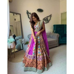 Navratri mirror work ghaghra choli in maslin cotton fabric